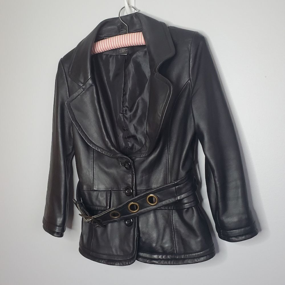 Moda International 2 Leather Jacket Black Fitted Victoria's Secret
